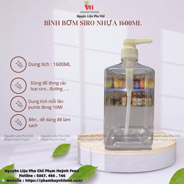 Bình Bơm Siro Nhựa 1,6L