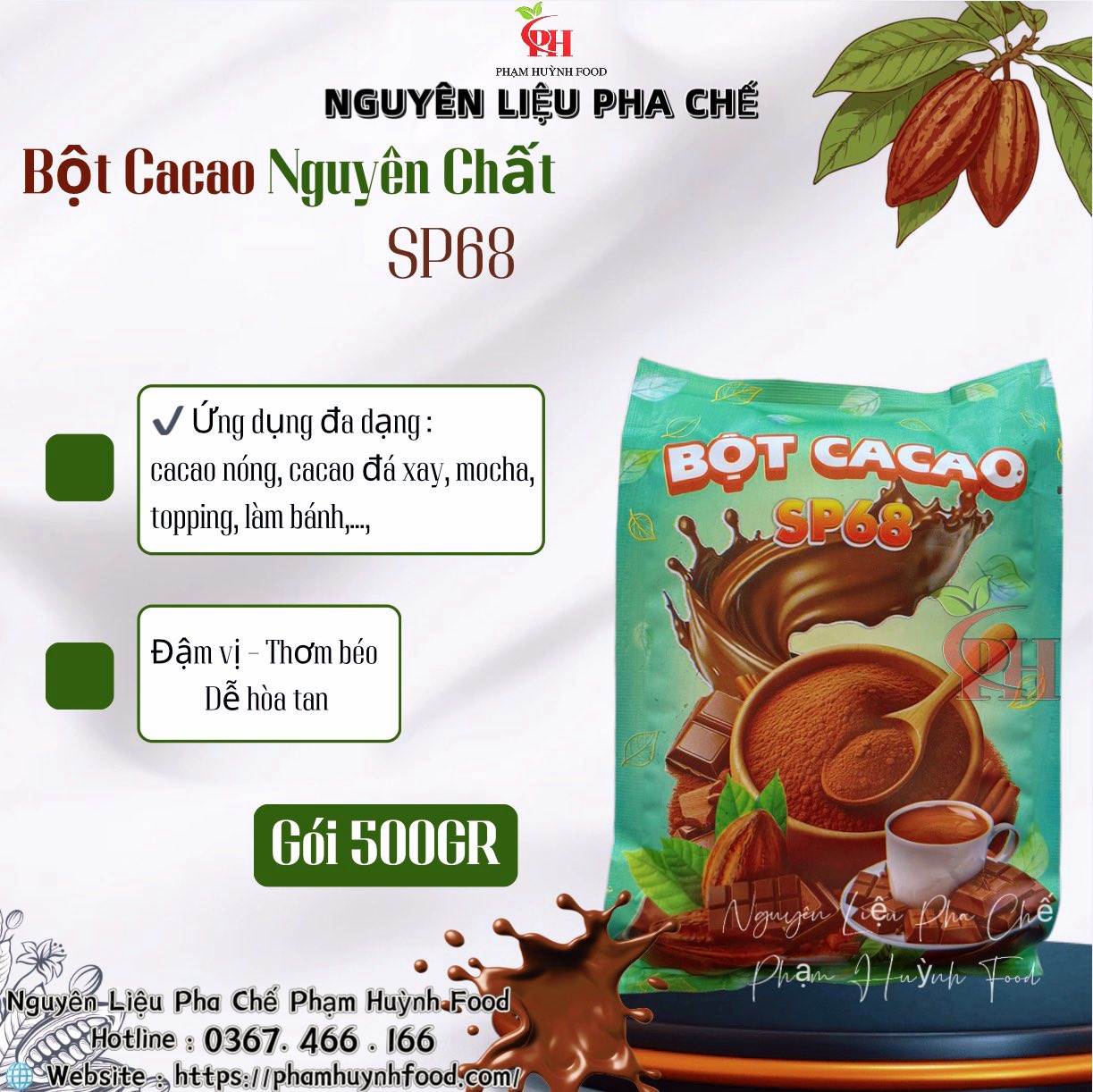 Ca Cao Nguyên Chất SP68 500g