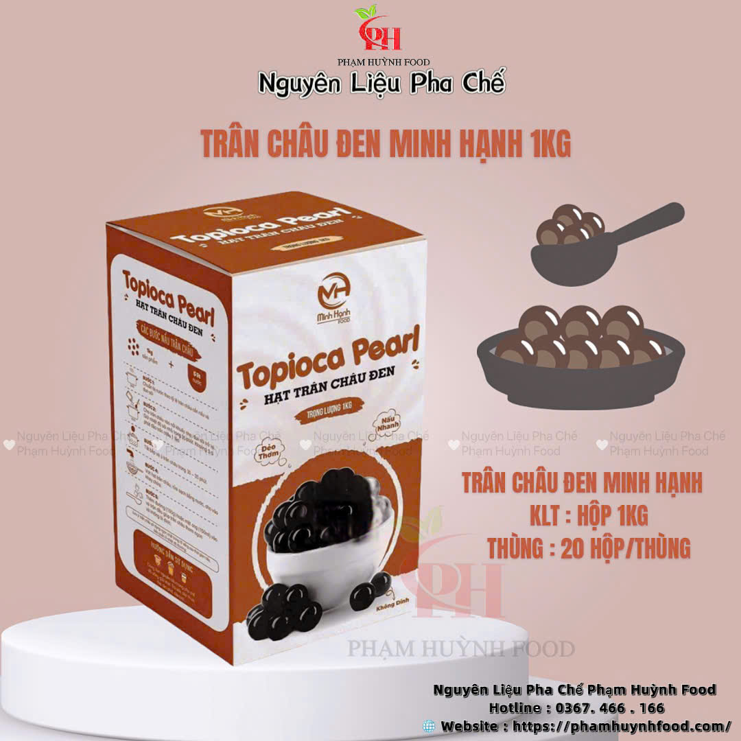 Trân Châu Đen Caramel hộp 1kg - Minh Hạnh