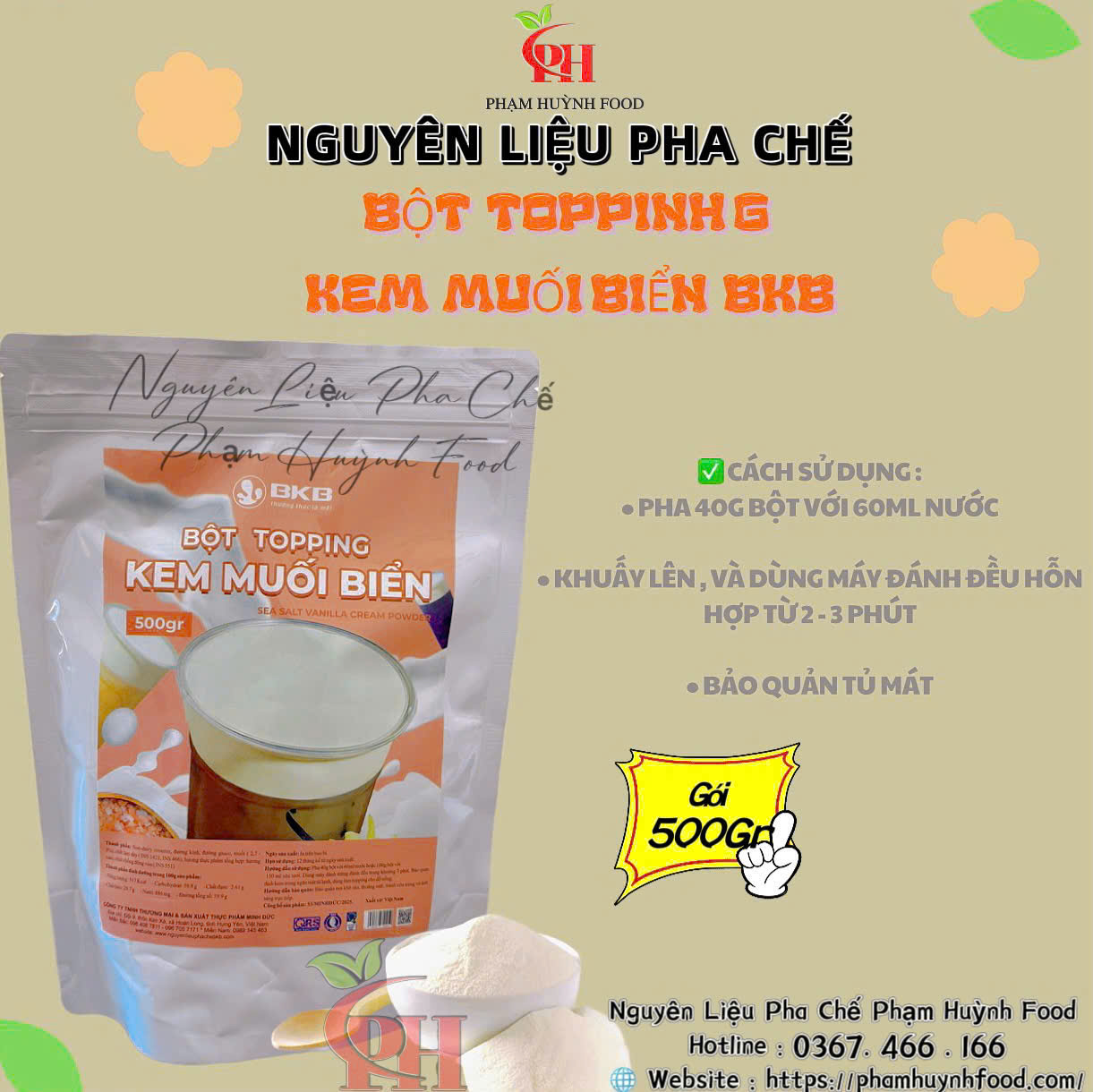 Bột Topping Kem Muối Biển BKB - 500Gr