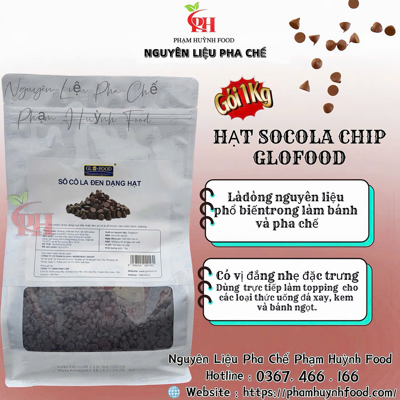 Hạt Socola Chip Glofood - 1kg